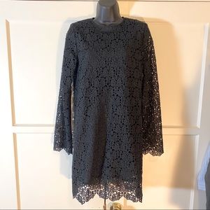 R/R Studio Long Sleeve Black Lace Shift Dress sz 4